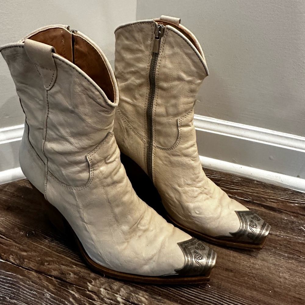 Cream free people western boots